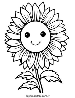 Ayçiçeği boyama sayfası – sevimli karakter, sanatsal çalışma