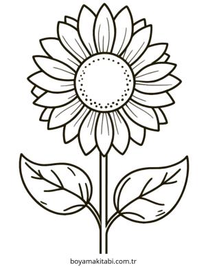 Ayçiçeği boyama sayfası – PDF indir, sevimli karakter