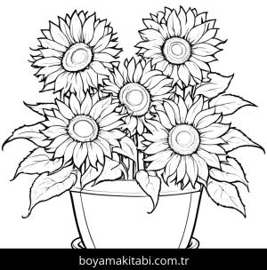 Ayçiçeği boyama sayfası,  coloring page, popüler, modern, mutlu