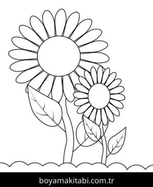Ayçiçeği boyama sayfası – basit çizim, kolay boyama