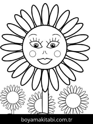 Ayçiçeği boyama sayfası – sevimli karakter, sanatsal çalışma
