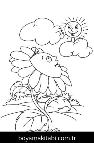 Ayçiçeği boyama sayfası – basit çizim, kolay boyama