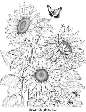 Ayçiçeği boyama sayfası – boyama çalışması, yaratıcılığı geliştirir
