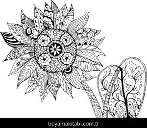 Ayçiçeği boyama sayfası – çocuklar için, çizgi film temalı