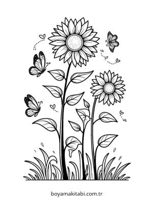 Ayçiçeği boyama sayfası – yaratıcılığı geliştirir, keyifli zaman