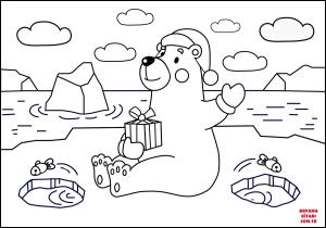 Ayı boyama sayfası, Bear coloring page, , Bears Christmas Polar Bear