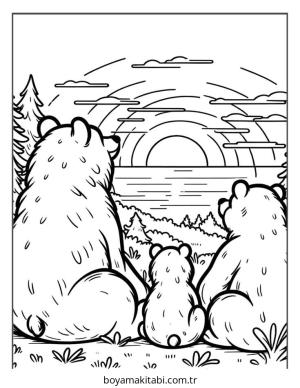 Ayı boyama sayfası – çocuk aktivitesi, PDF indir