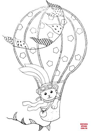 Ayı boyama sayfası, Bear coloring page, , Bears Bear Flying In A Hot Air Balloon