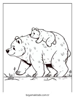 Ayı boyama sayfası – kolay boyama, eğitici aktivite