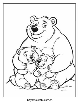 Ayı boyama sayfası – sanatsal çalışma, çocuklar için