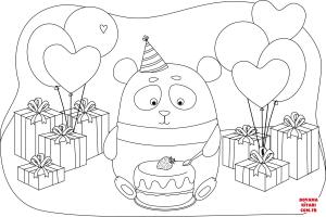 Ayı boyama sayfası, Bear coloring page, , Bears Birthday Panda