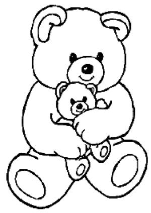 Ayı boyama sayfası, Bear coloring page, Anne ve Bebek Teddy Ayıcık Çizimi, 