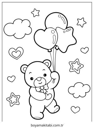 Ayı boyama sayfası – renkli çizimler, okul öncesi