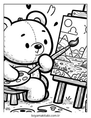 Ayı boyama sayfası – PDF indir, sevimli karakter