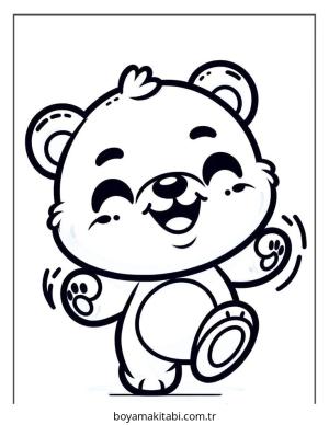 Ayı boyama sayfası – çizgi film temalı, basit çizim