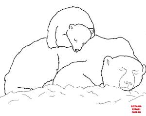 Ayı boyama sayfası, Bear coloring page, , Bears Polar Bear Cub Sleeping On Mother#039;S Back