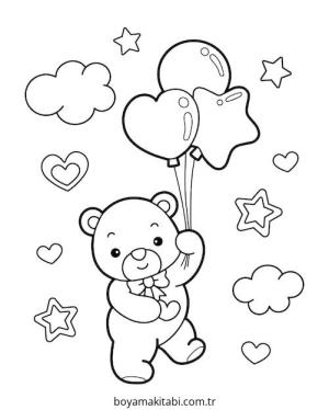 Ayı boyama sayfası – el becerilerini geliştirir, boyama çalışması