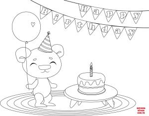 Ayı boyama sayfası, Bear coloring page, , Bears Birthday Bear