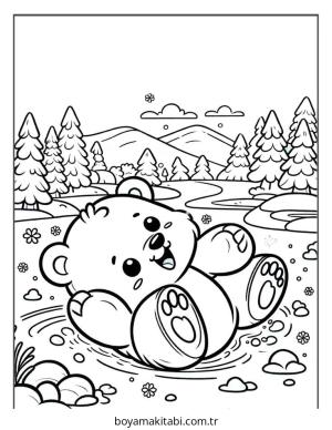 Ayı boyama sayfası – yaratıcılığı geliştirir, keyifli zaman