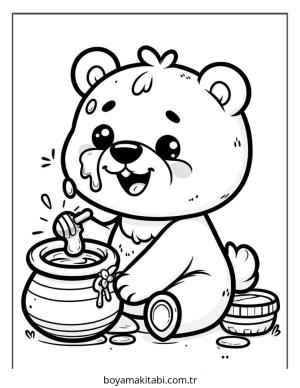 Ayı boyama sayfası – sevimli karakter, sanatsal çalışma