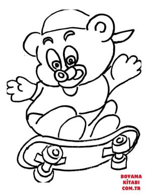 Ayı boyama sayfası, Bear coloring page, , Bears Bear Cub Skateborder