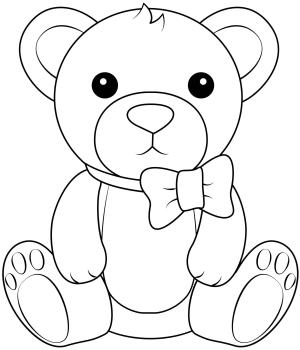 Ayı boyama sayfası, Bear coloring page, Küçük Teddy Ayı Oturuyor, 