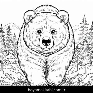 Ayı boyama sayfası – çocuklar için, çizgi film temalı