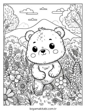 Ayı boyama sayfası – keyifli zaman, renkli çizimler