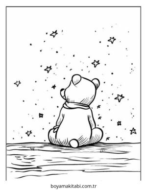 Ayı boyama sayfası – basit çizim, kolay boyama