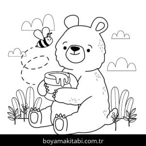 Ayı boyama sayfası – PDF indir, sevimli karakter