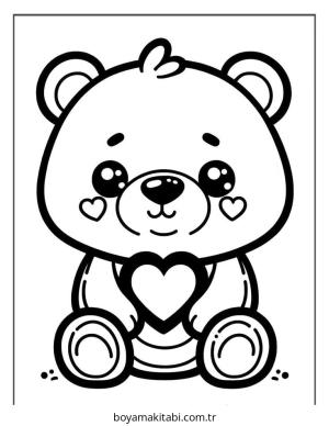 Ayı boyama sayfası – çocuklar için, çizgi film temalı