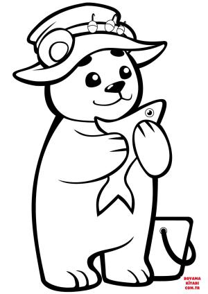Ayı boyama sayfası, Bear coloring page, , Bears Cute Baby Bear With Fish