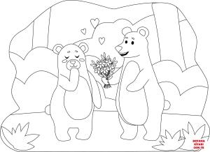 Ayı boyama sayfası, Bear coloring page, , Bears Bears In Love