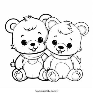 Ayı boyama sayfası – çocuklar için, çizgi film temalı