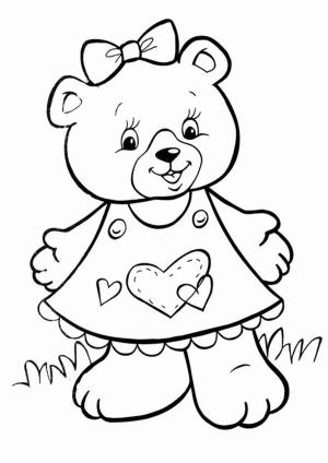 Ayı boyama sayfası, Bear coloring page, Karikatür Ayı Kız, 