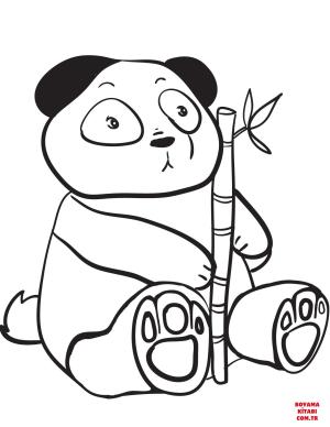 Ayı boyama sayfası, Bear coloring page, , Bears Cute Panda Holding A Bamboo Branch