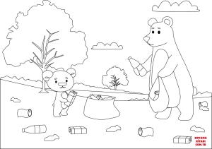 Ayı boyama sayfası, Bear coloring page, , Bears Bears Picking Up The Trash