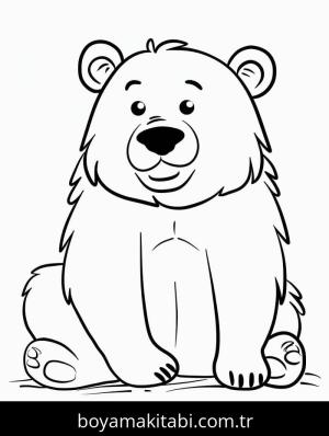 Ayı boyama sayfası – çizgi film temalı, basit çizim