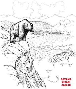 Ayı boyama sayfası, Bear coloring page, , Bears Brown Bear Overlooking Volcanoes In Katmai National Park