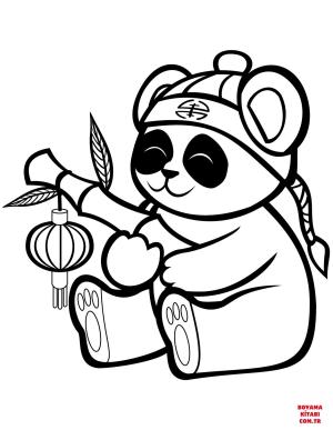 Ayı boyama sayfası, Bear coloring page, , Bears Cute Panda With A Bamboo Lantern