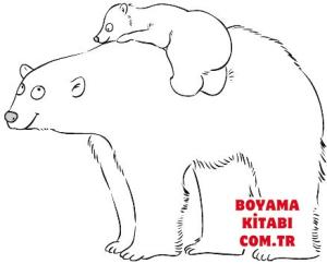 Ayı boyama sayfası, Bear coloring page, , Bears Polar Bear Mother With Cute Baby