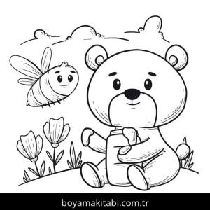 Ayı boyama sayfası – el becerilerini geliştirir, boyama çalışması