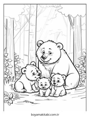 Ayı boyama sayfası – keyifli zaman, renkli çizimler