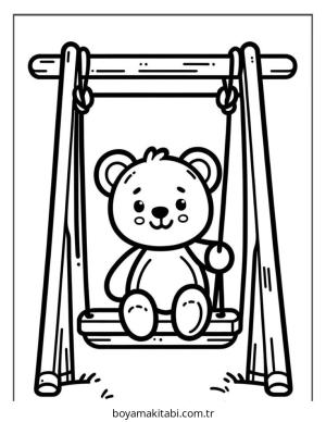 Ayı boyama sayfası – çocuklar için, çizgi film temalı