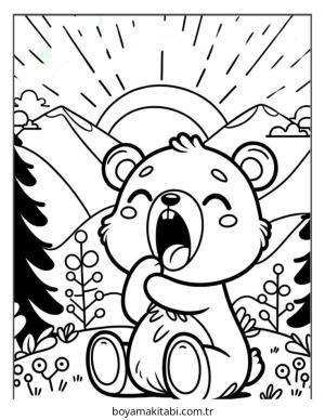 Ayı boyama sayfası – PDF indir, sevimli karakter