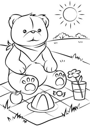 Ayı boyama sayfası, Bear coloring page, Piknikteki Ayı, 