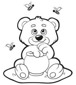 Ayıcık boyama sayfası,  coloring page, Ayı ve Arı, 