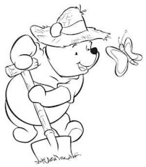 Ayıcık boyama sayfası,  coloring page, Winnie The Pooh ve Kelebek, 