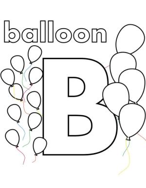 B Harfi boyama sayfası,  coloring page, Balon Harf B, 