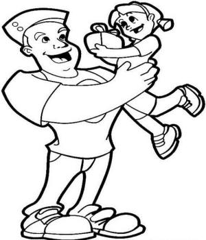 Baba ve Oğul boyama sayfası,  coloring page, Kızını tutan Baba, 